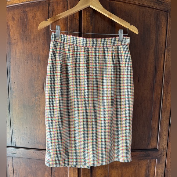 Vintage Yves Saint Laurent Multicolor Plaid Pencil Skirt | US8 FR40 - Picture 1 of 5
